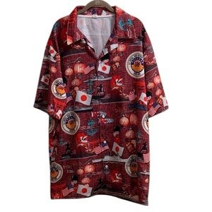 U.S. Naval Repair Hawaiian Japan Men’s Size XXL Button Down Shirt Flag Lanterns